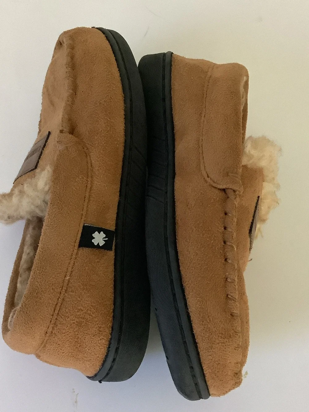 Lucky Brand Kids Brown Faux-Shearling Moccasin Slippers Unisex